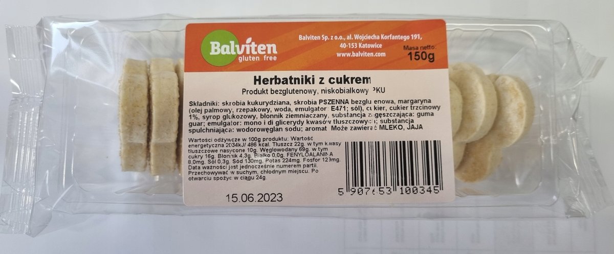 Herbatniki bezglutenowe niskobiałkowe PKU 150g