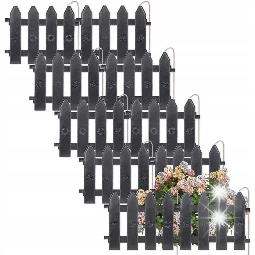 Płotek Palisada Obrzeże Ogrodowy Szary Ozdobny Solidny VILDE 200 x 15 cm