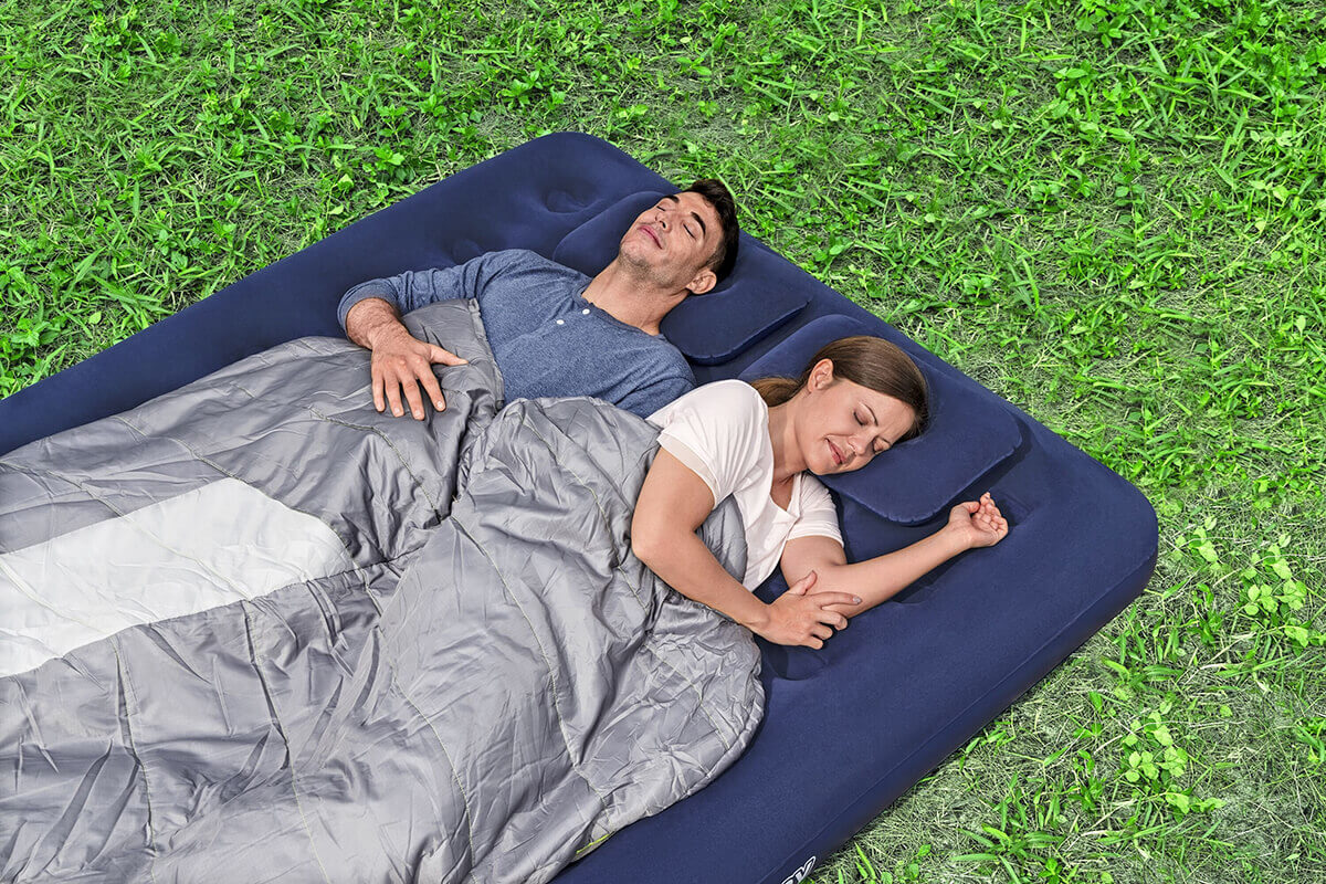 Materac dmuchany + pompka 203x152x22cm