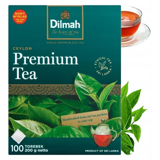 PREMIUM TEA DILMAH ceylon herbata czarna 100 TOREBEK bez zawieszek
