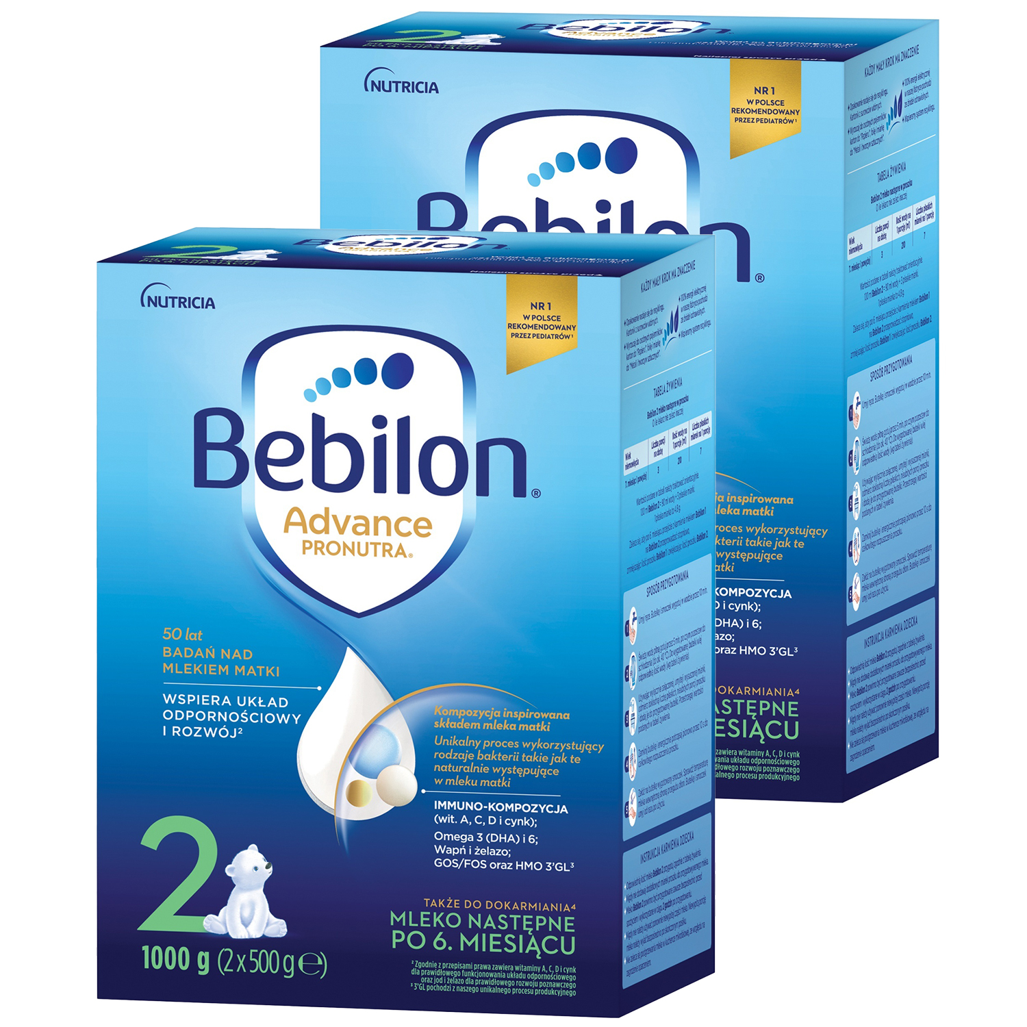 Zestaw Bebilon Advance Pronutra 2, mleko następne, powyżej 6 miesiąca, 2 x 1000 g