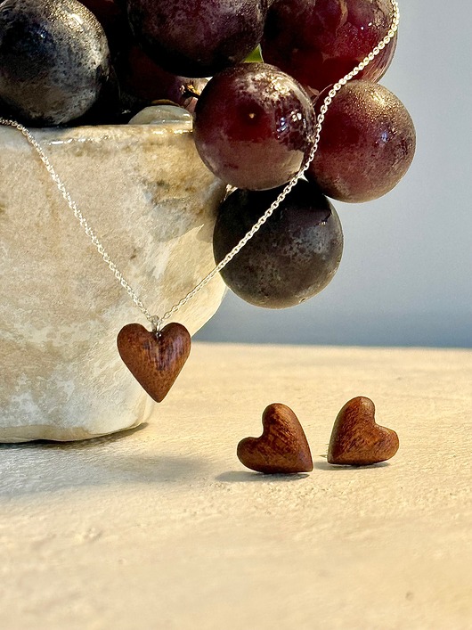 Komplet biżuterii Drewniane Serce