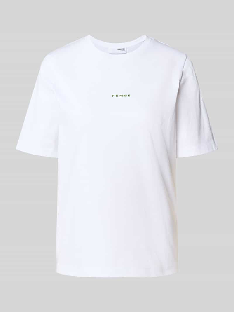 T-shirt o kroju relaxed fit z czystej bawełny model ‘SIGNE’