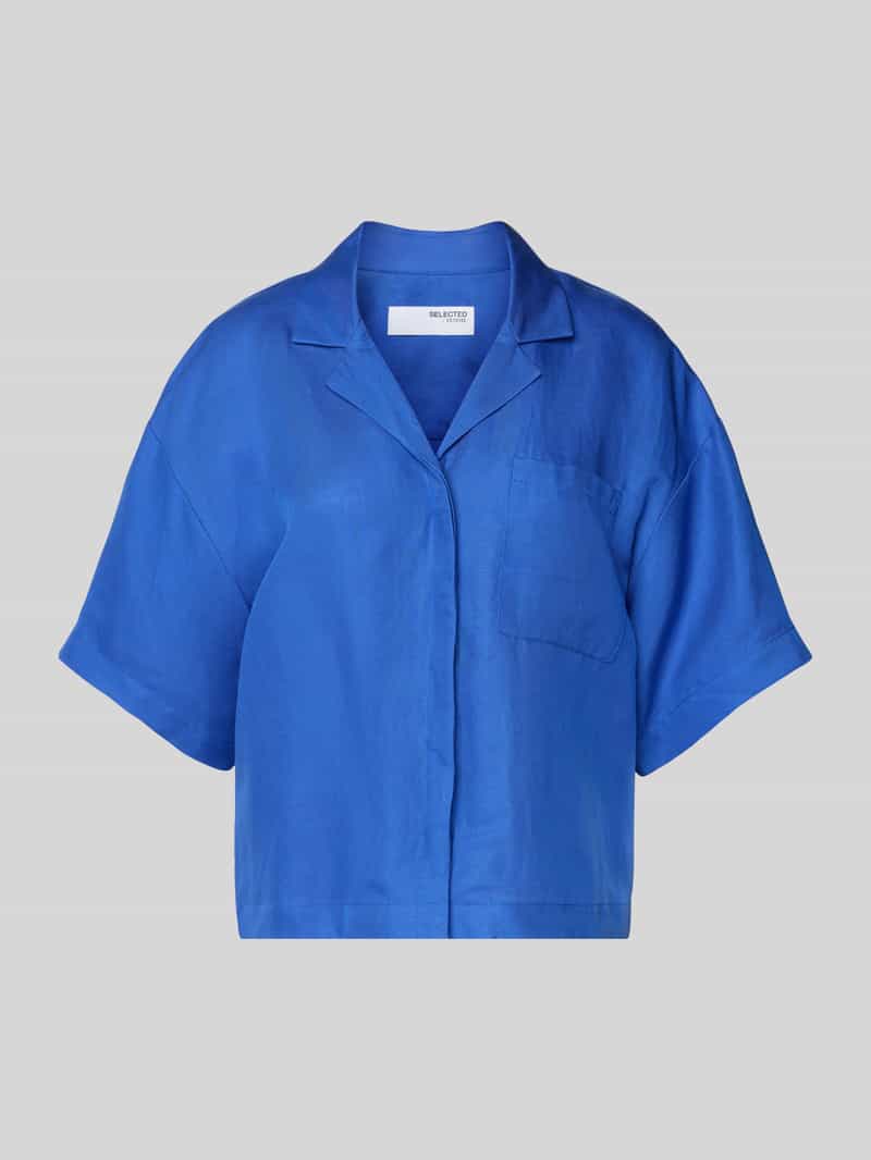 Bluzka koszulowa o pudełkowym kroju z mieszanki lyocellu i lnu model ‘LYRA’