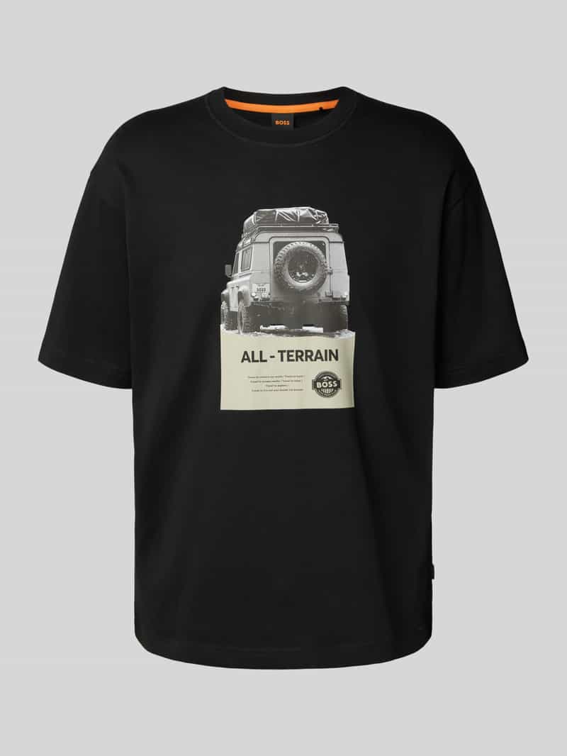 T-shirt o kroju regular fit z czystej bawełny model ‘WAGON’