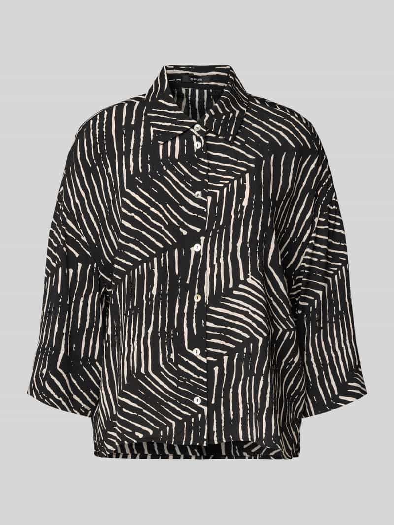 Bluzka o kroju relaxed fit z wiskozy model ‘Fiana palm leaves’