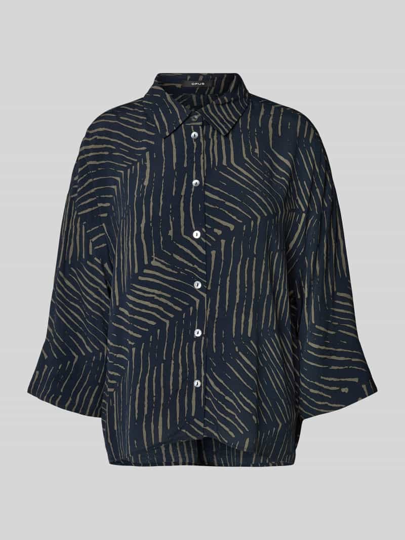 Bluzka o kroju relaxed fit z wiskozy model ‘Fiana palm leaves’