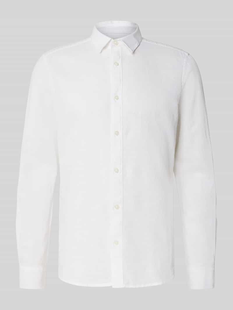 Koszula casualowa o kroju slim fit z mieszanki lnu i bawełny model ‘CAIDEN’
