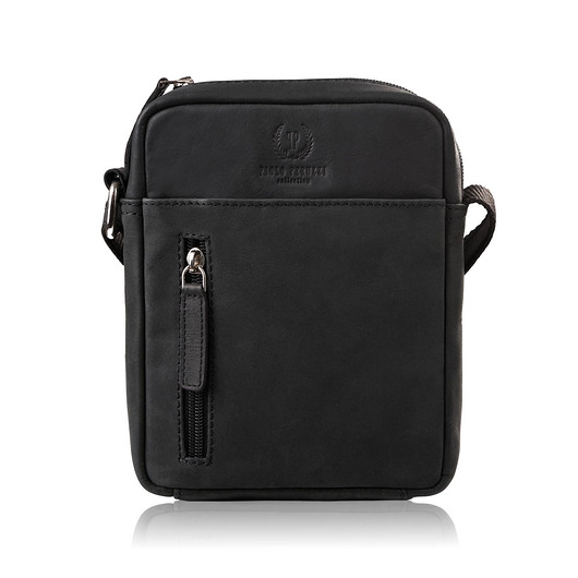 Saszetka męska na ramię skórzana czarna Paolo Peruzzi