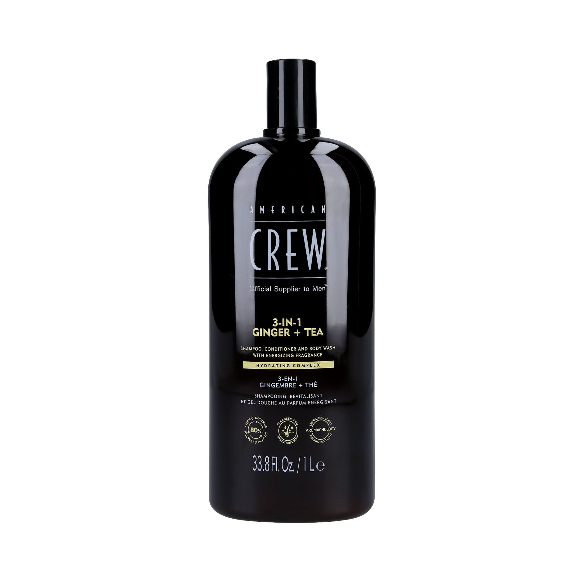 AMERICAN CREW 3-IN-1 GINGER&TEA Szampon, odżywka i żel pod prysznic, Trzy w jednym o zapachu imbiru i herbaty 1000ml
