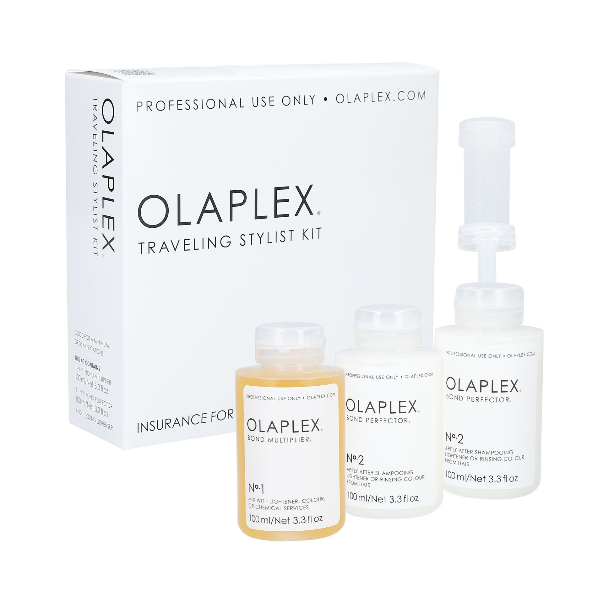OLAPLEX TRAVELING STYLIST KIT Zestaw do profesjonalnej regeneracji włosów No.1 100ml + 2x No.2 100ml