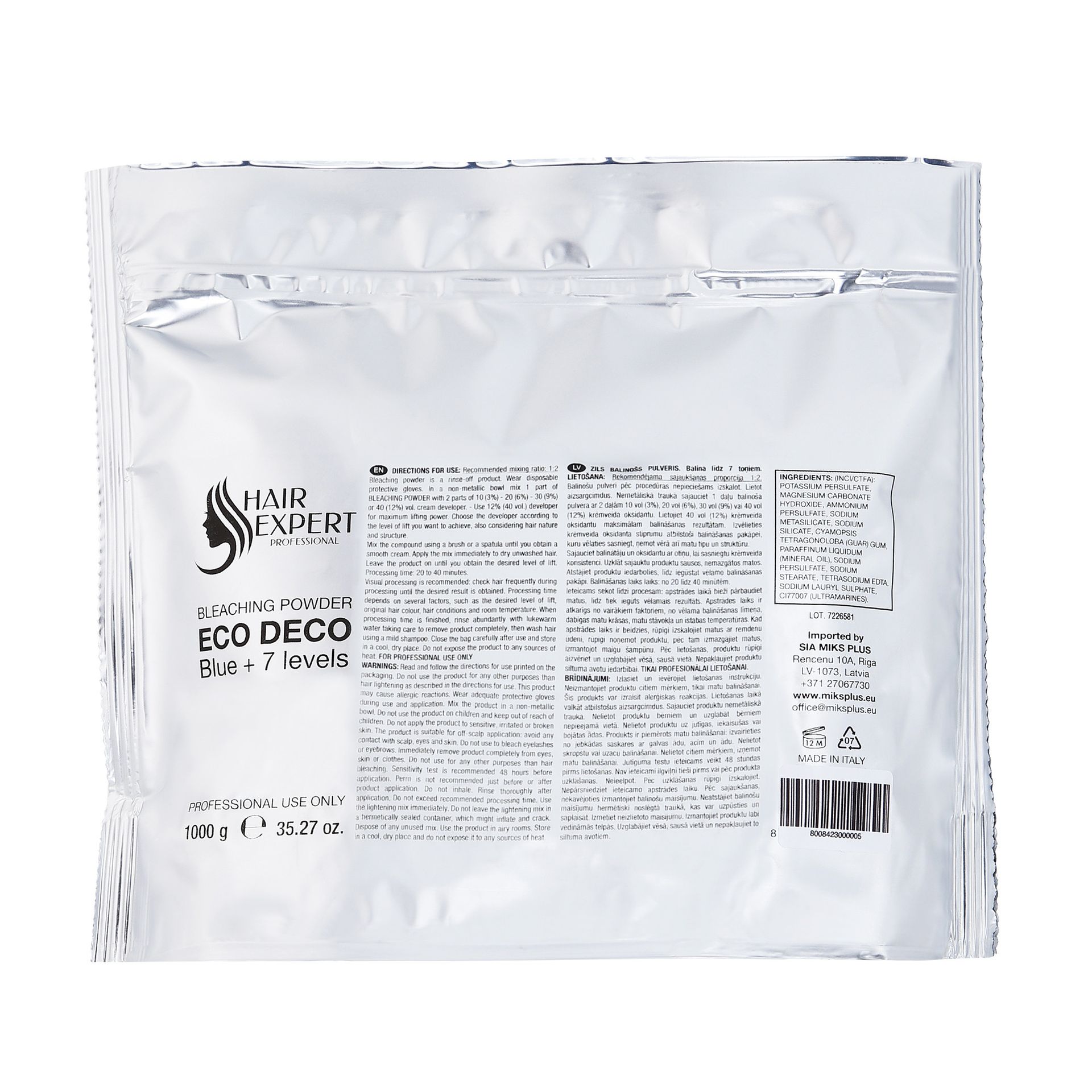 HAIR EXPERT ECO DECO Niebieski rozjaśniacz do włosów 1000g