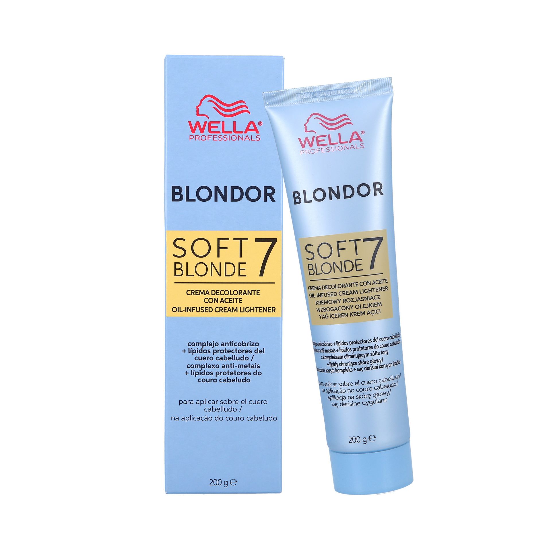 WELLA PROFESSIONALS BLONDOR SOFT BLONDE 7 Rozjaśniacz w kremie na bazie mieszanki olejków 200g
