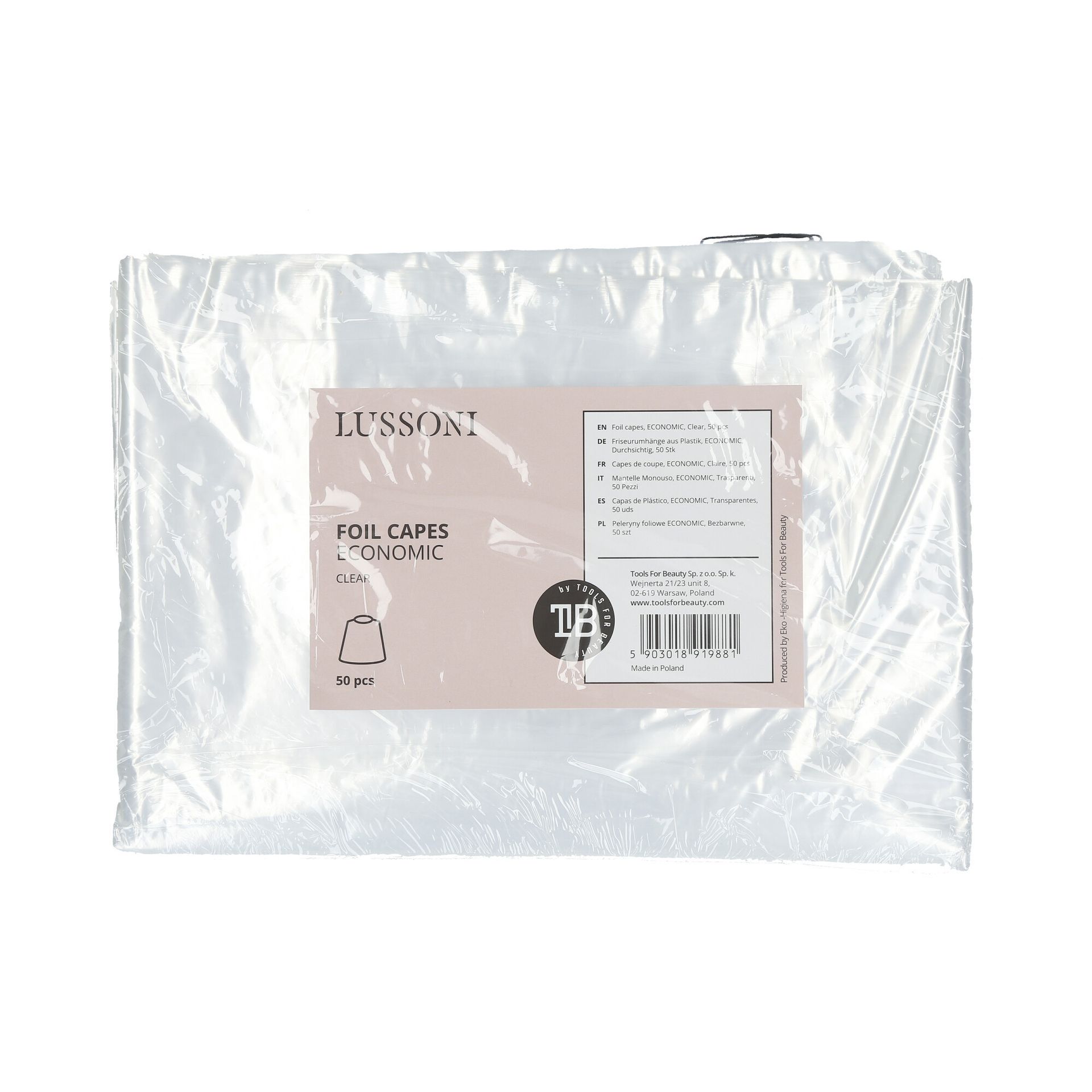 LUSSONI Peleryny foliowe, ECONOMIC, Bezbarwne, 50 szt.