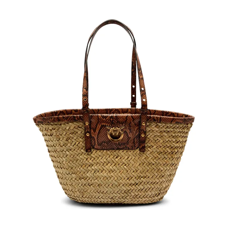 Pinko Torba plażowa LOVE SUMMER z dodatkiem skóry