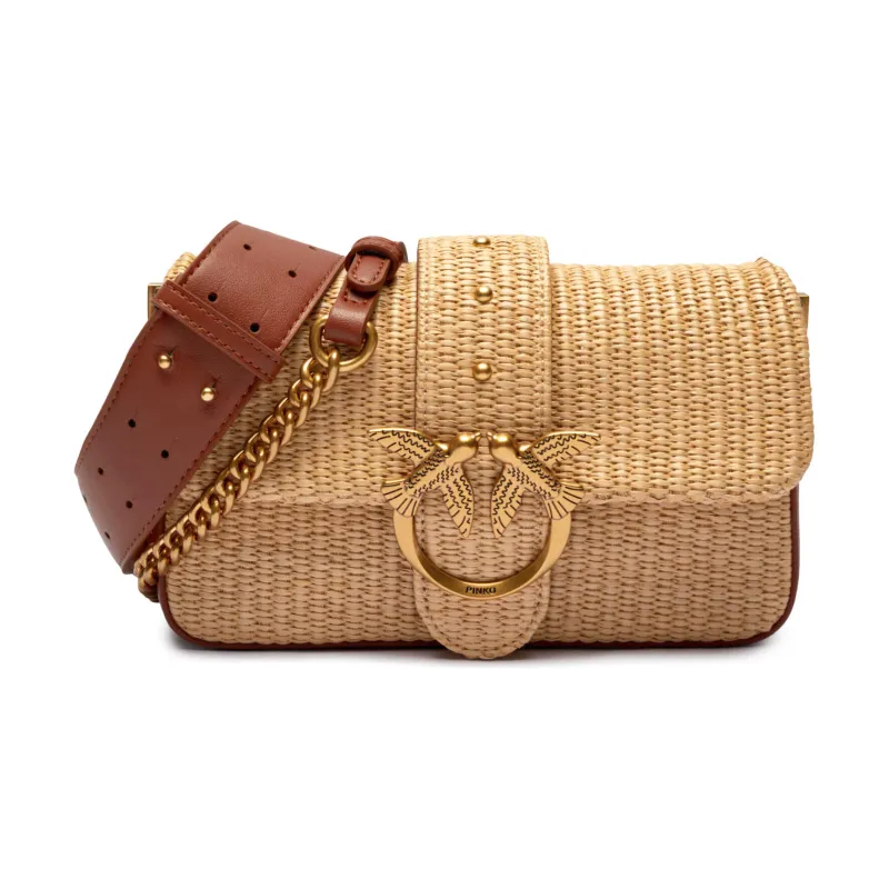 Pinko Torebka na ramię LOVE ONE MINI SLOUCHY z dodatkiem skóry