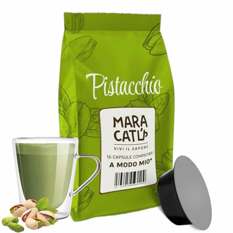 16 Kapsułek Maracatú Pistacjowych Kompatybilnych z Lavazza a Modo Mio