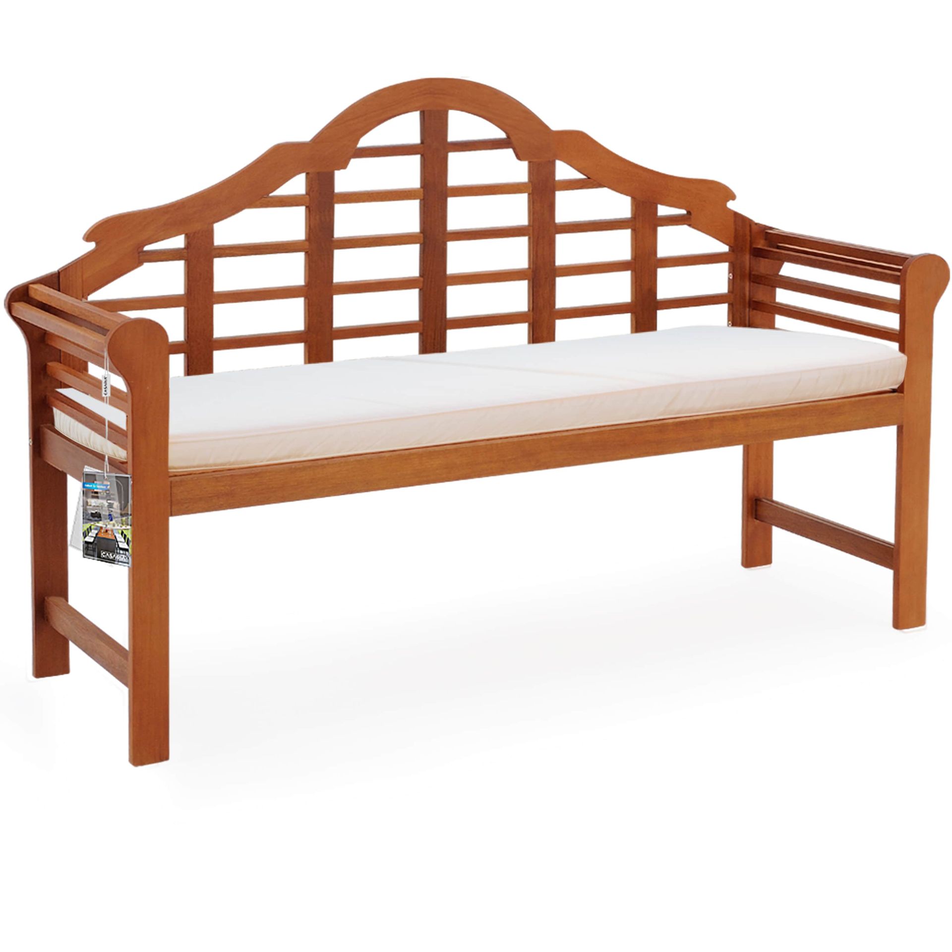 CASARIA Ławka ogrodowa Marlboro drewno eukaliptusowe z certyfikatem FSC® + poduszka na ławkę Toscana