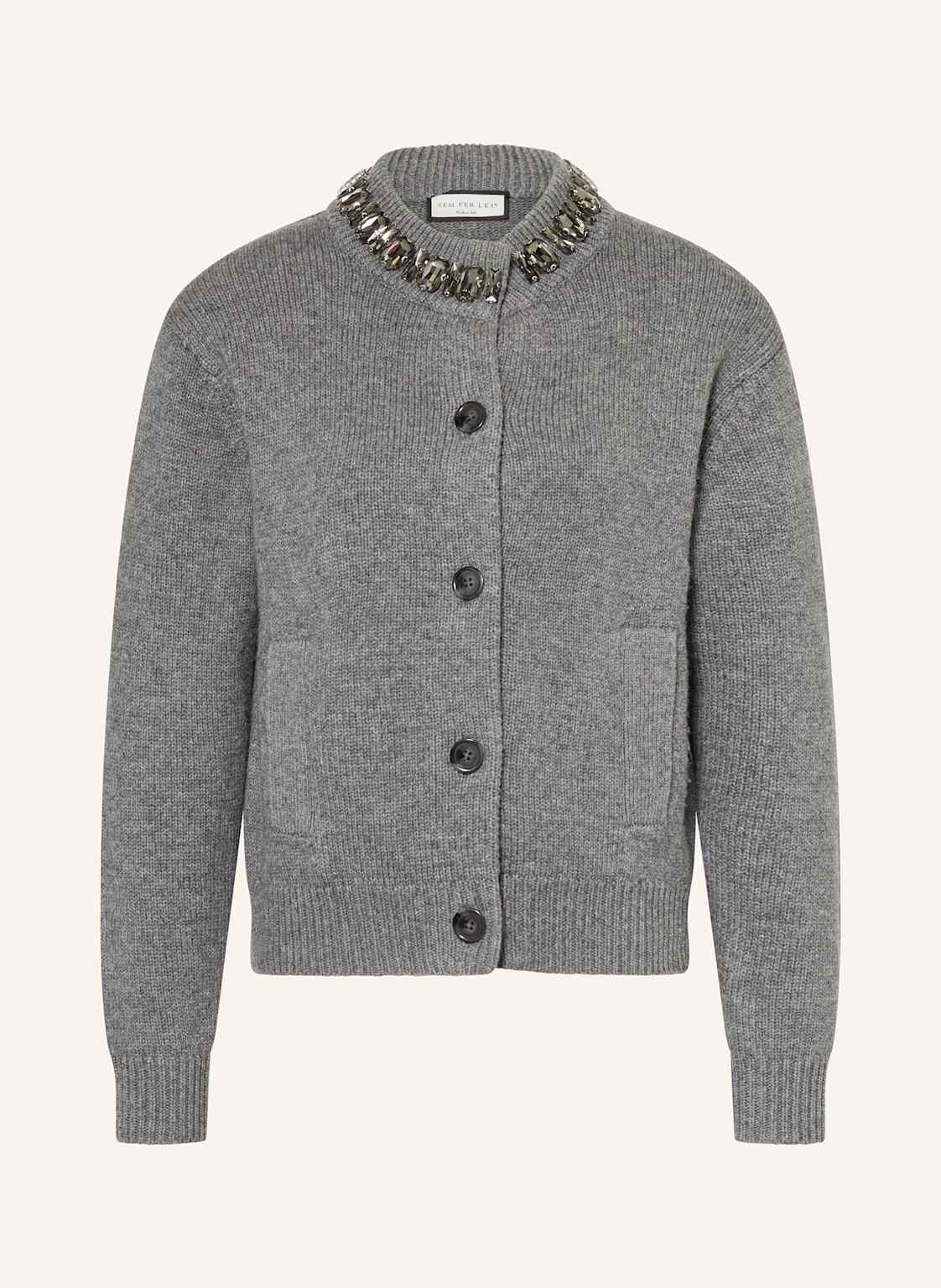 Sem Per Lei Kardigan Z Ozdobnymi Kamykami grau