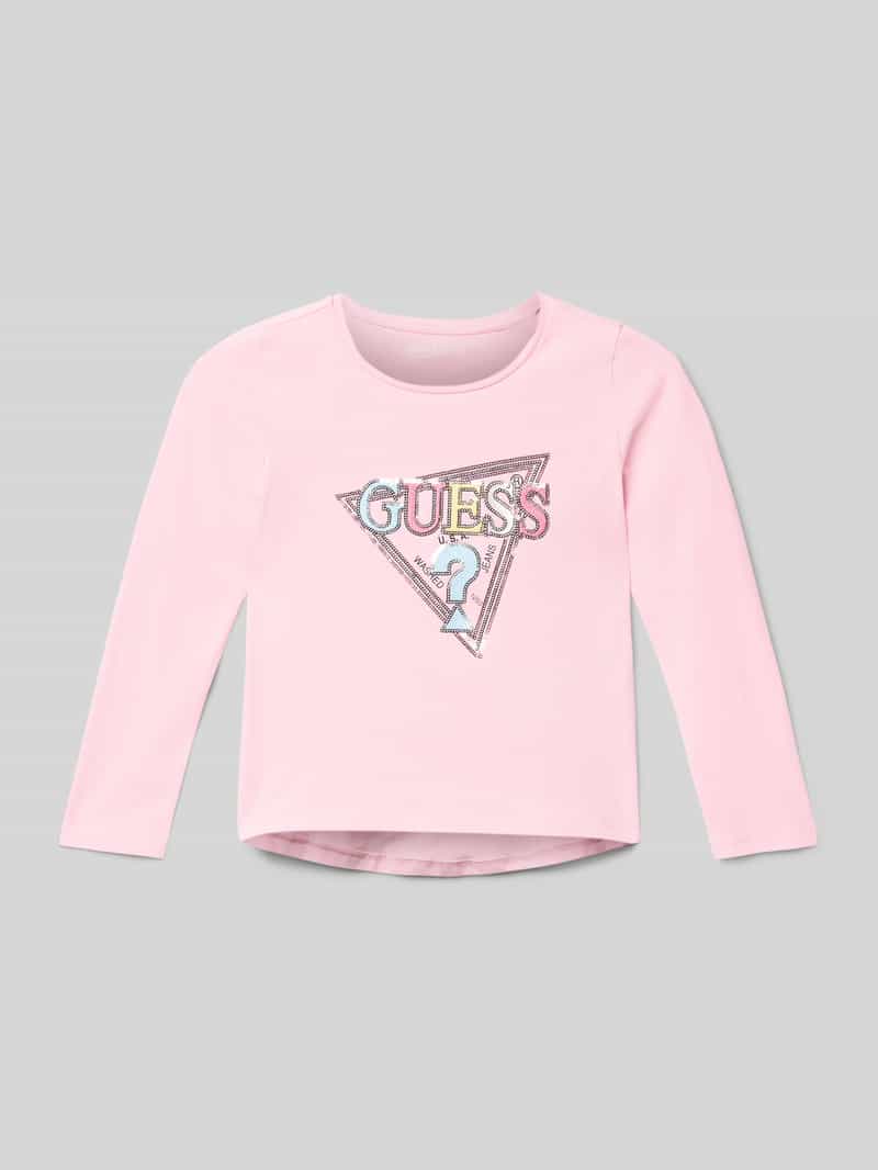 Bluzka o kroju regular fit z długim rękawem z mieszanki bawełny z wyhaftowanym logo