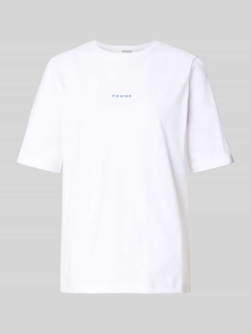 T-shirt o kroju comfort fit z czystej bawełny model ‘SIGNE-HANKIE’