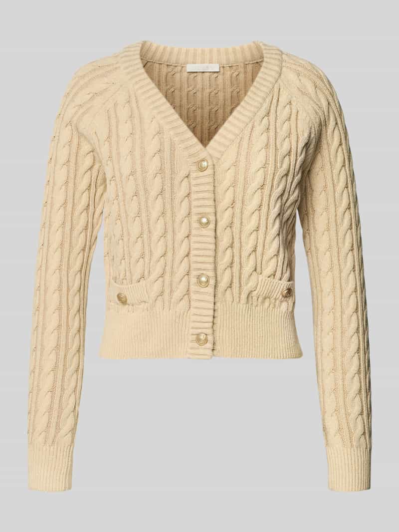 Kurtka z dzianiny ze ściegiem warkoczowym model ‘GISELLE’