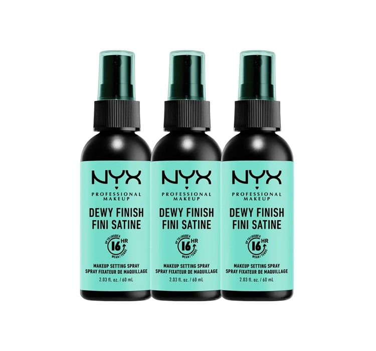 NYX Professional Makeup Dewy Finish zestaw utrwalaczy do makijażu w sprayu 3 x 60 ml