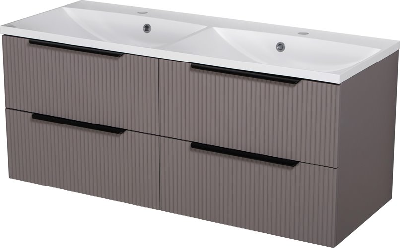 Szafka łazienkowa frezowana wisząca z umywalką 120 cm 46/4 Sydney kolor taupe