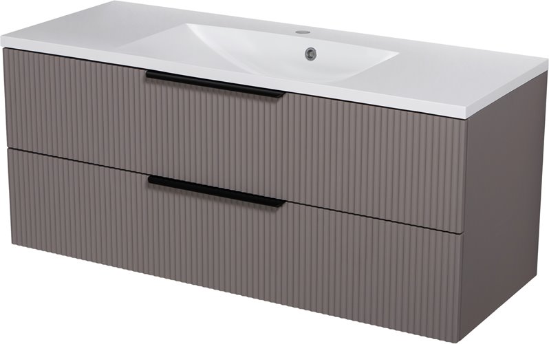 Szafka łazienkowa frezowana wisząca z umywalką 120 cm 46/2 Sydney kolor taupe