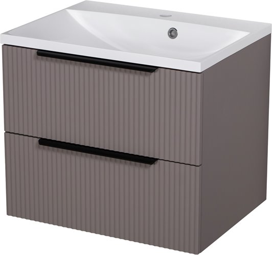 Szafka łazienkowa frezowana wisząca z umywalką 60 cm 46/2 Sydney kolor taupe