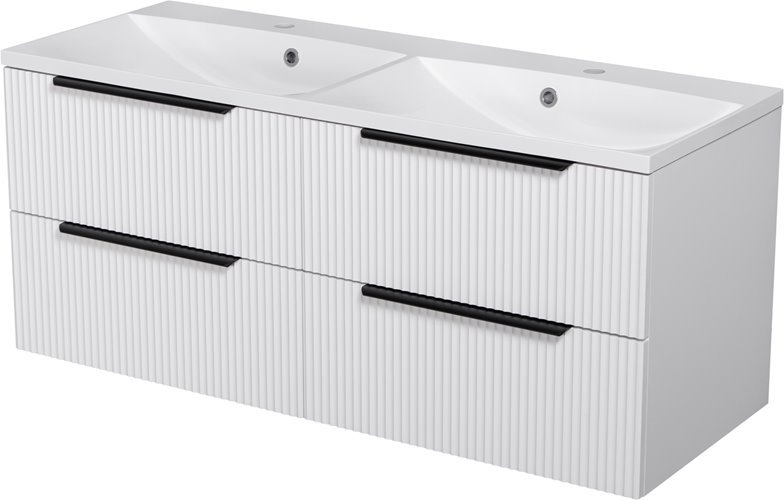 Szafka łazienkowa wisząca frezowana z umywalką 120 cm 46/4 Sydney kolor biały