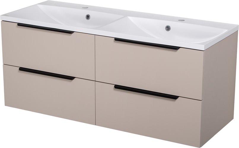 Szafka łazienkowa wisząca z podwójną umywalką 120 cm 46/4 Sydney Smooth kolor Macadamia