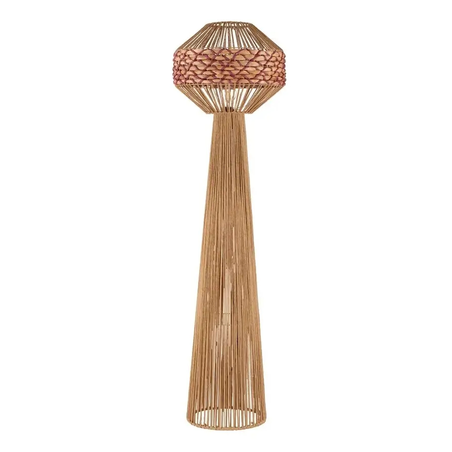 Lampa stojąca boho OVELRIA LE45355 z wtyczką ekologiczna brązowa czerwona