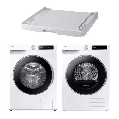 Pralka SAMSUNG WW11DG6B25LEU4 AI Energy EcoBubble A SpaceMax 11kg 1400 obr + Suszarka SAMSUNG AI DV90DG6845LEU4 z pompą ciepła + Łącznik SAMSUNG SKK-UDW