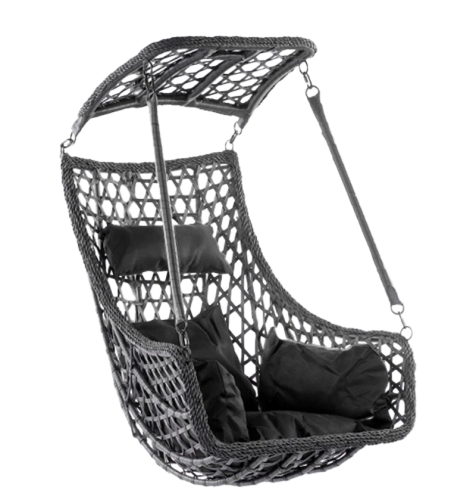 VELACO Fotel ogrodowy/kokon LORD wiszący bujany bez podstawy kolor CZARNY poduszka CZARNA