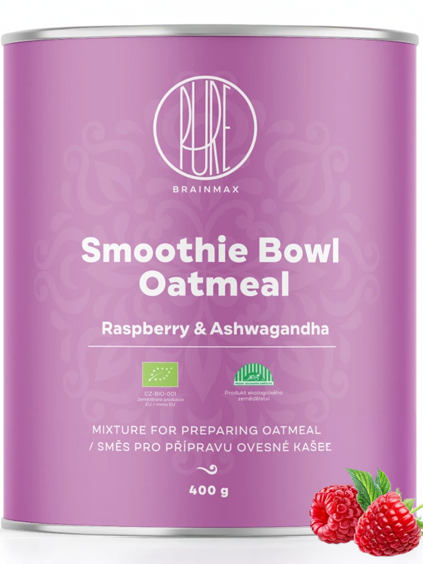 BrainMax Pure Smoothie bowl owsianka, maliny i ashwagandha, ORGANIC, 400 g