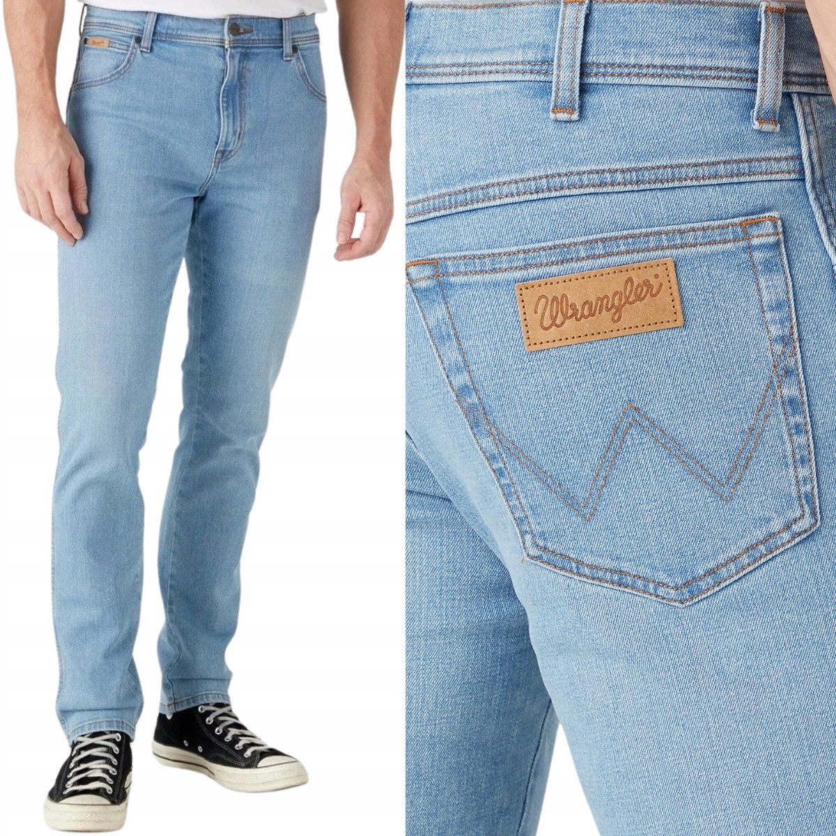 Wrangler TEXAS SLIM Gambit dopasowane spodnie jeansowe na lato W40 L34