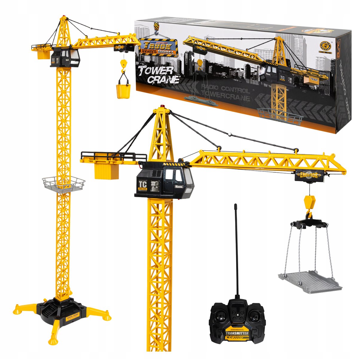 Zdalnie Sterowany Dźwig Dla Dzieci Żuraw Pilot Rc 132Cm Ruchomy Hak Led