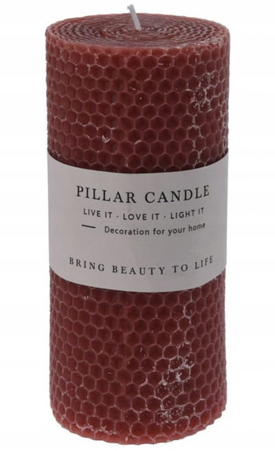 Świeca filarowa 14cm Dekoracyjna ze wzorem plastra miodu