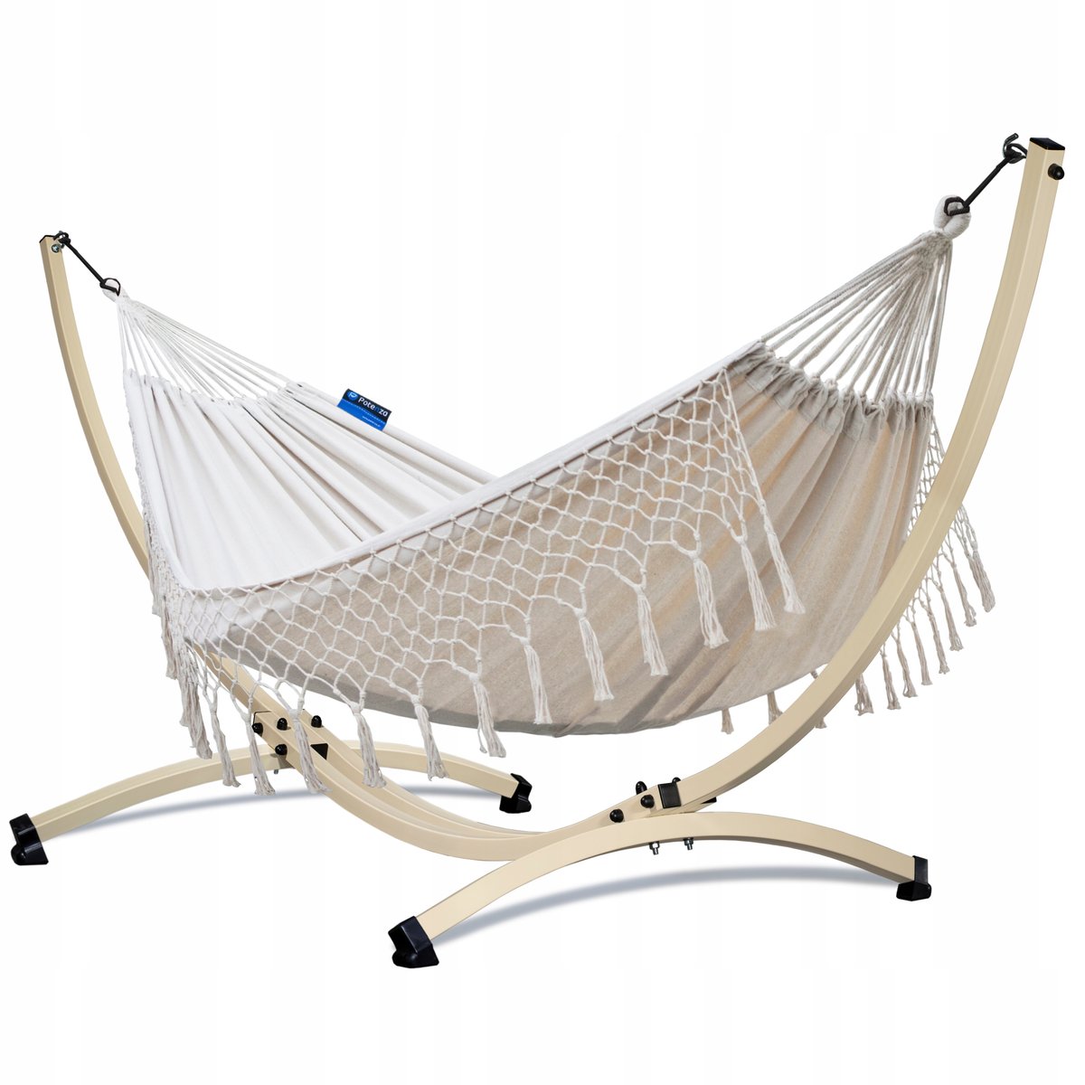 POTENZA hamak boho SANTIA XL 220x160 + stelaż stalowy GRANDE ecru POLSKI