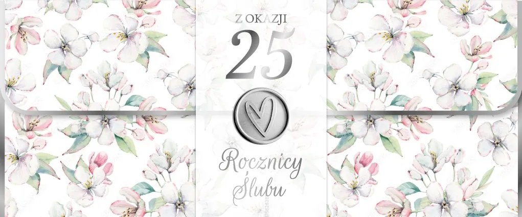 Kartka na 25 Rocznicę Ślubu pięknie zdobiona KPAS269