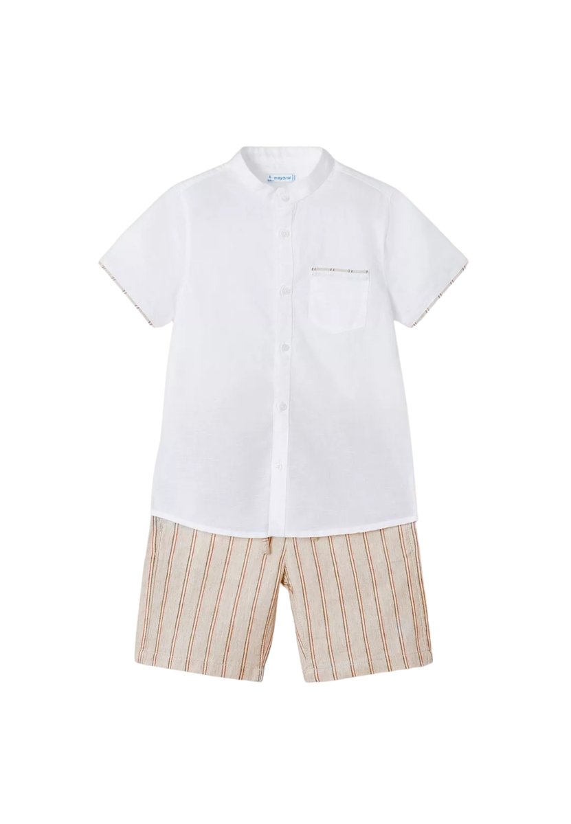 Completo short e camicia in lino Bambino Mayoral 3240-BEIGE