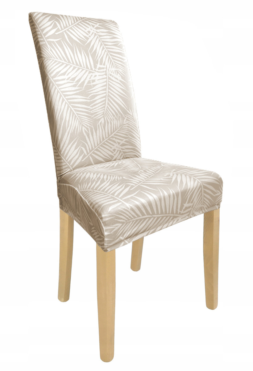 POKROWIEC NA KRZESŁO LIŚCIE PALMY SZARY BEŻ WZORY [21ZA]