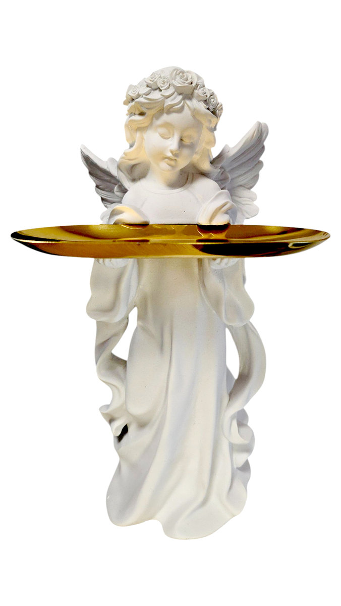 Figurka Anioł taca mosiężna 30cm 2512