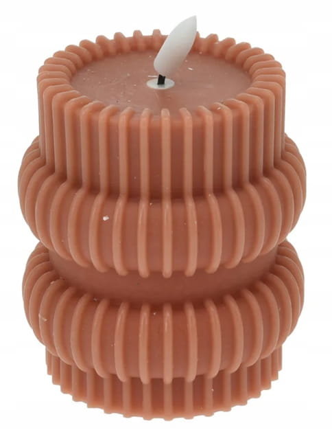 Świeca LED żebrowana 10cm Dekoracyjna, efekt prawdziwego płomienia