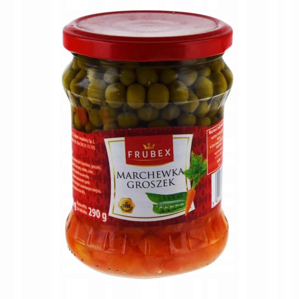 Frubex Mieszanka Marchew Groszek w Słoiku Dodatek do Obiadu Sałatek 500ml