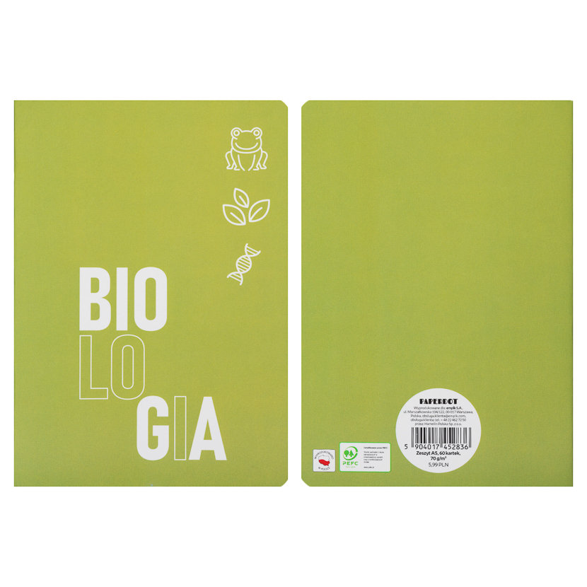 Paperdot, Zeszyt Tematyczny, Biologia, Kratka, A5, 60 Kartek