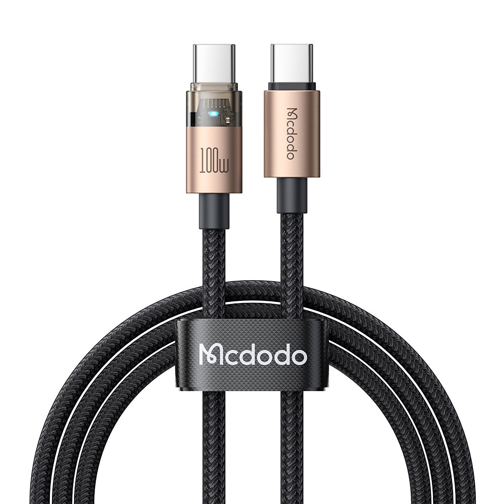 Kabel Mcdodo przewód USB-C do USB-C Type-C do szybkiego ładowania PD 100W nylonowy oplot 120cm 1.2m (Czarny/Złoty)