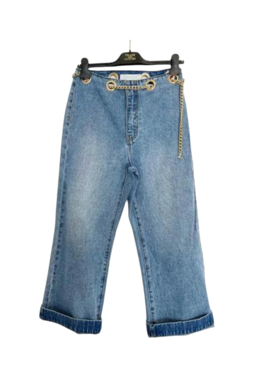 Jeans palazzo Donna TRASH AND LUXURY con occhielli oro