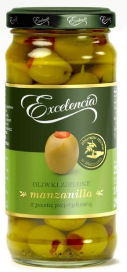 Excelencia Oliwki zielone nadziewane pastą paprykową 230 g